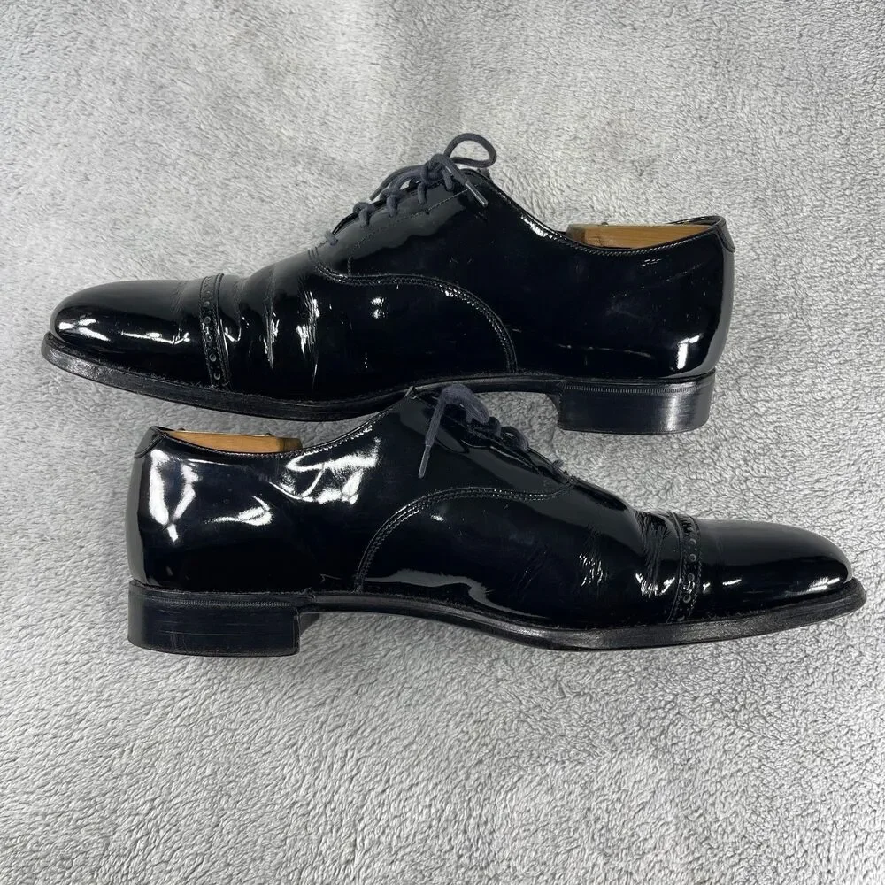 Crockett & Jones Polo Ralph Lauren Tuxedo Dress Shoes Men 9 Black Patent Leather